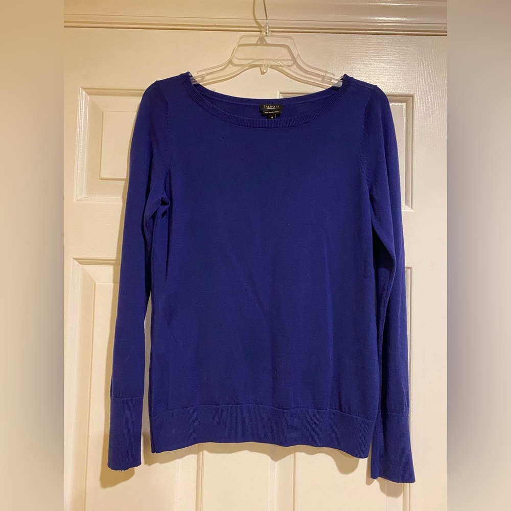 Talbots Pure Merino Wool blue sweater